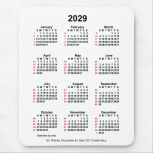 2029 Witte 52 weken ISO-kalender door Janz Muismat