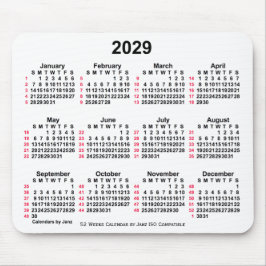 2029 Witte 52 weken ISO-kalender door Janz Muismat