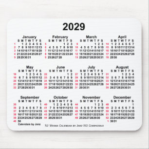 2029 Witte 52 weken ISO-kalender door Janz Muismat