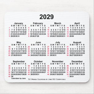 2029 Witte 52 weken ISO-kalender door Janz Muismat