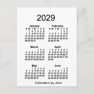 2029 Witte 6 maanden Mini Agenda van Janz Briefkaart