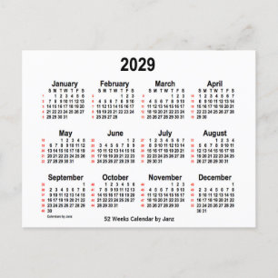 2029 Witte agenda van 52 weken, van Janz Briefkaart