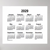 2029 Witte Kalender van Janz Print (Voorkant)