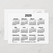 2029 Witte Mini Kalender van Janz Briefkaart (Voorkant / Achterkant)