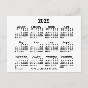2029 witte mini-kalender van Janz Briefkaart