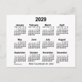 2029 Witte Mini Kalender van Janz Briefkaart (Voorkant)