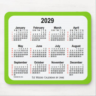 2029 Yellow Green 52-weekagenda van Janz Muismat