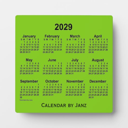 2029 Yellow Green Desk Calendar van Janz Fotoplaat (Voorkant)