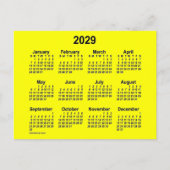 2029 Yellow Mini Calendar van Janz Briefkaart (Voorkant)