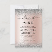 202 Graduation Party Glitter Roos Gold Pink Silver Kaart (Voorkant)