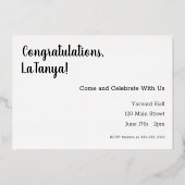 202 Uitnodiging tot Folie Diva Graduation Party (Achterkant)