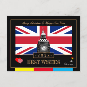 202x Gelukkig Nieuwjaar, Britse vlag, Big Ben UK Briefkaart