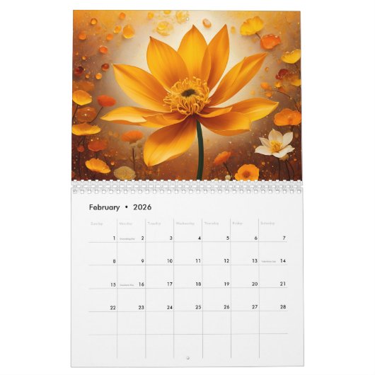 202x jaarkalender met vanille bloemen kalender (Feb 2026)