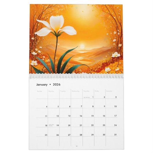 202x jaarkalender met vanille bloemen kalender (Jan 2026)