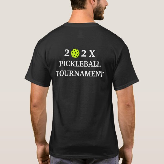 202x Pickleball Tournament Back Black T-shirt (Achterkant)