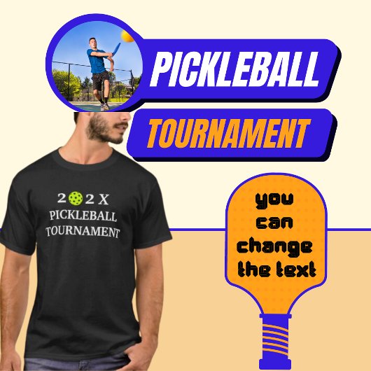 202x Pickleball Tournament Black T-shirt
