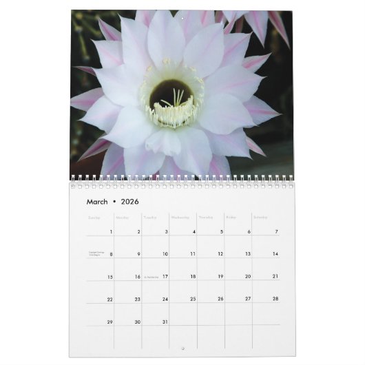 202y witte bloemen kalender (Mar 2026)