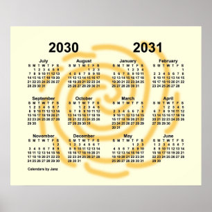 2030-2031 Zonnige Dagen Schooljaar Kalender van Ja Poster