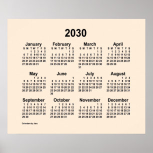 2030 Antieke witte kalender van Janz Print