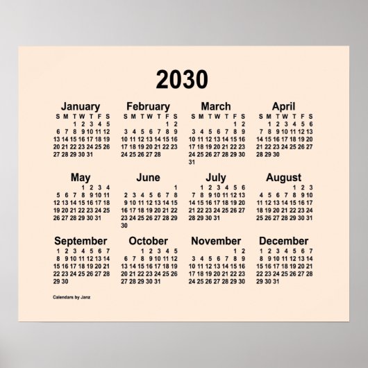 2030 Antieke witte kalender van Janz Print (Voorkant)