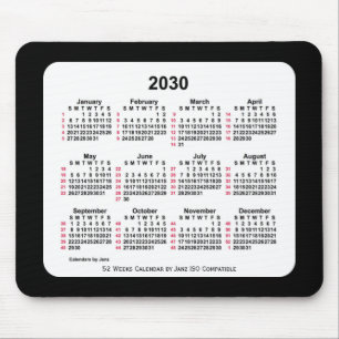 2030 Black 52 weken ISO-kalender van Janz Two Tone Muismat