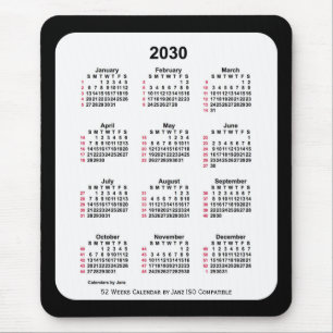 2030 Black 52 weken ISO-kalender van Janz Two Tone Muismat