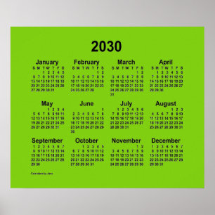 2030 Geelgroene kalender van Janz Print
