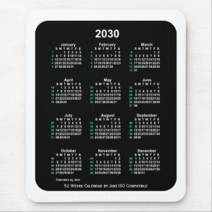 2030 Neon 52 weken ISO Agenda van Janz Two Tone Muismat