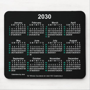 2030 Neon White 52 weken ISO-kalender door Janz Muismat