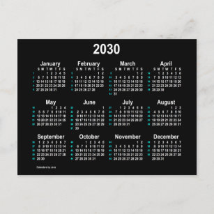 2030 Neon White, 52 weken Mini Calendar van Janz Briefkaart