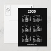 2030 Neon White 6 maanden Mini Calendar van Janz Briefkaart (Voorkant / Achterkant)