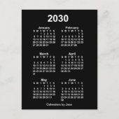 2030 Neon White 6 maanden Mini Calendar van Janz Briefkaart (Voorkant)