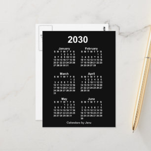 2030 Neon White 6 Maanden Mini Kalender van Janz Briefkaart