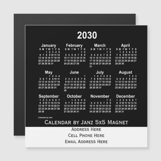 2030 Neon White Business Calendar van Janz (Voorkant / Achterkant)