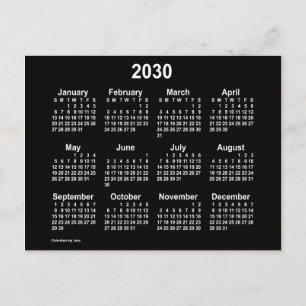 2030 Neon White Mini Calendar van Janz Briefkaart