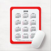 2030 Red 52 weken ISO-kalender van Janz Two Tone Muismat (Met muis)