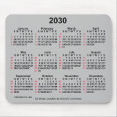 2030 Silver 52 weken ISO-kalender van Janz Muismat (Voorkant)