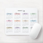 2030 VOLLEDIGE JAAR KALENDER PASTEL HANDGESCHREVEN MUISMAT (Met muis)