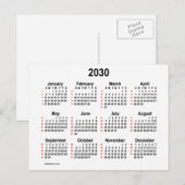 2030 White, 52 weken Mini Calendar van Janz Briefkaart (Voorkant / Achterkant)