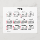 2030 White, 52 weken Mini Calendar van Janz Briefkaart (Voorkant)