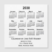 2030 White Business Calendar van Janz 5x5 Magnet (Voorkant)