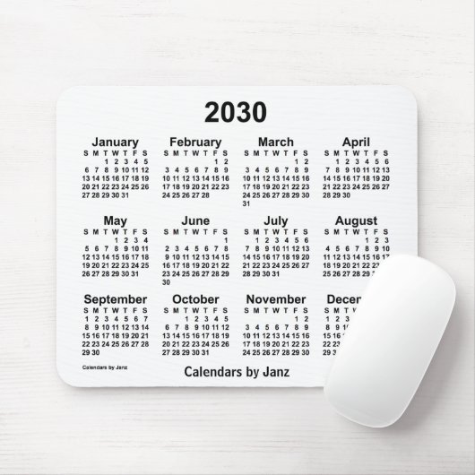 2030 White Calendar van Janz Muismat (Met muis)