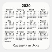 2030 White Calendar van Janz Square Sticker (Voorkant)