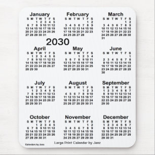 2030 White Large Print Calendar van Janz Muismat
