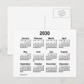 2030 White Mini Calendar van Janz Briefkaart (Voorkant / Achterkant)
