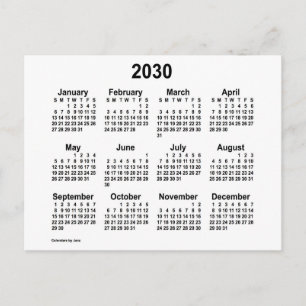2030 White Mini Calendar van Janz Briefkaart
