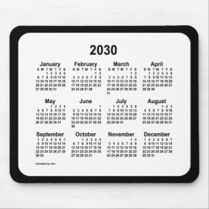 2030 White on Black Calendar van Janz Two Tone Muismat