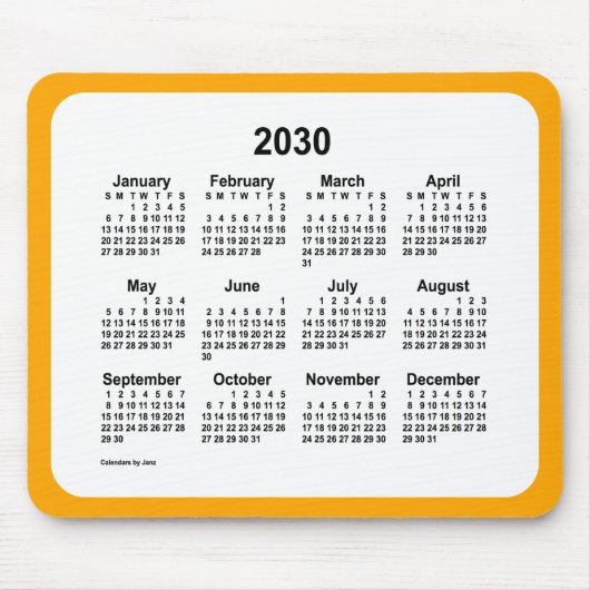 2030 White over Oranje agenda van Janz Two Tone Muismat (Voorkant)