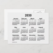 2030 White Smoke Mini Kalender van Janz Briefkaart (Voorkant / Achterkant)