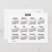 2030 Wit 52 Weken Mini Kalender door Janz Briefkaart (Voorkant / Achterkant)
